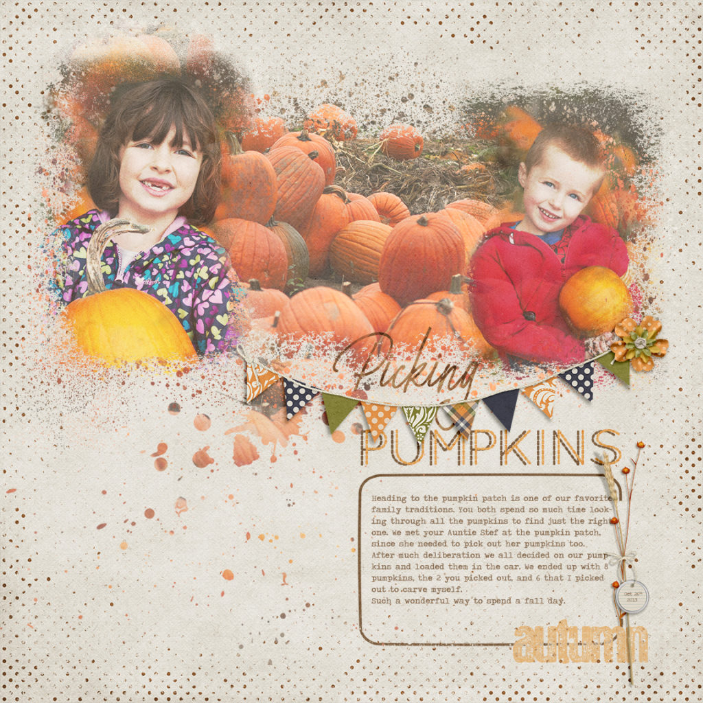 Picking Pumpkins my 6th entry for the Master of Scrap competition.