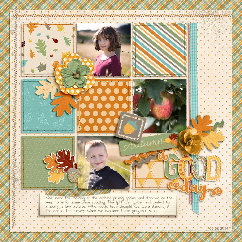 A Good Day - Digital scrapbook layout using Autumn kit by Loops and Swirls Designs.