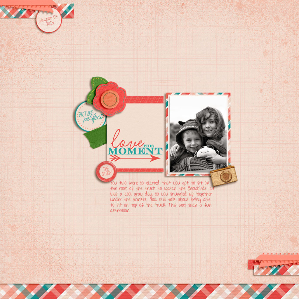 Love This Moment layout using Captured Moments Mini Kit by Loops and Swirls Designs